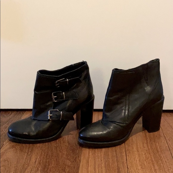 All Saints buckle boots lug sole block heel 39 8 - Picture 1 of 4